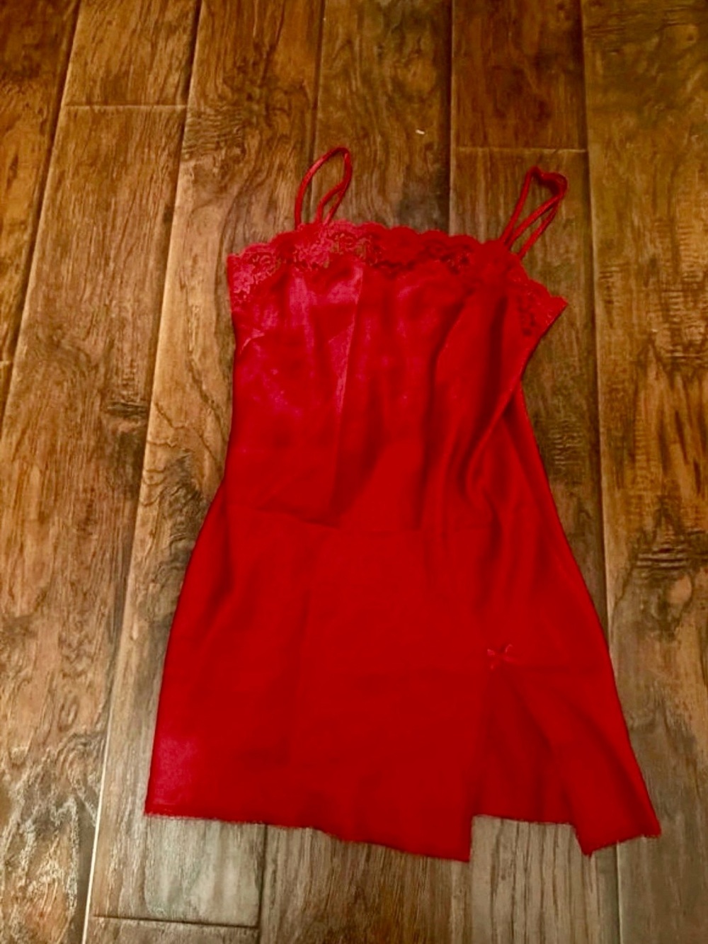 Victoria's Secret Red Lace Trim Slip